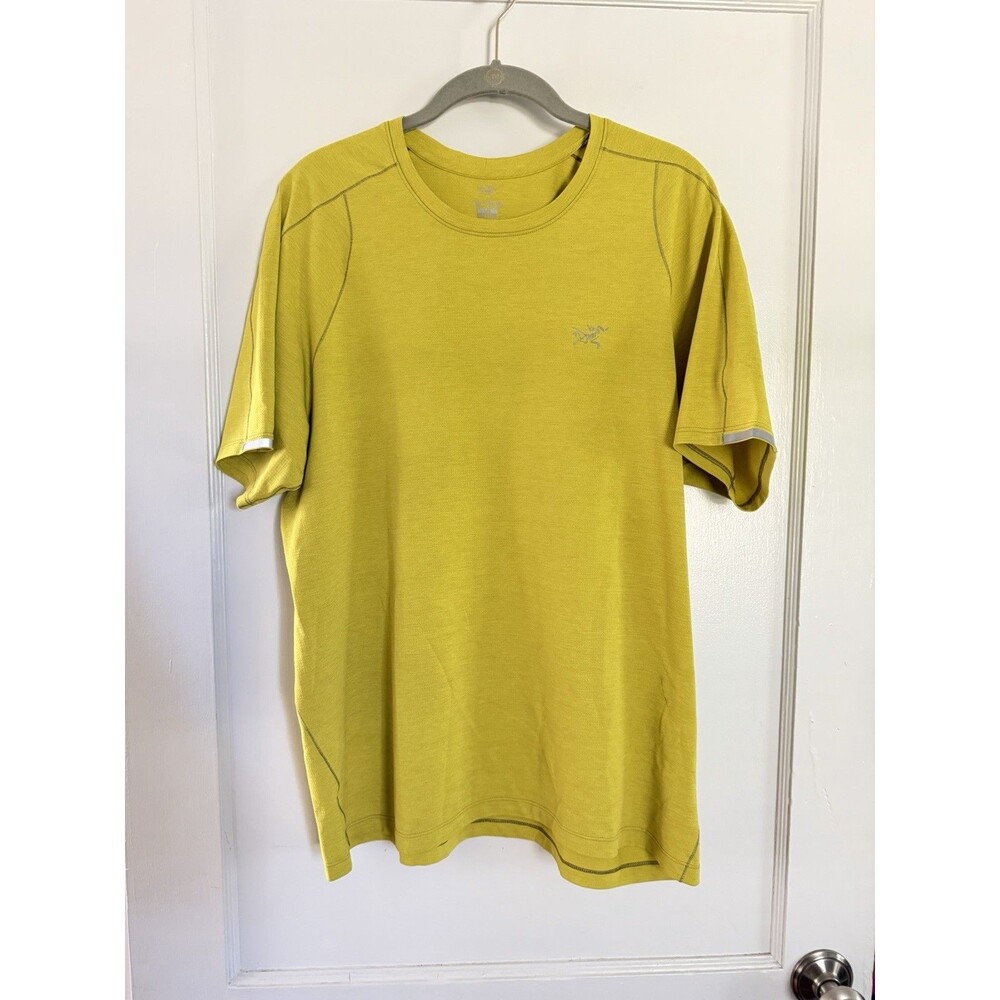 Arc'teryx Cormac Crew SS Mens Large Yellow Technical Hiking Running Shirt 15518